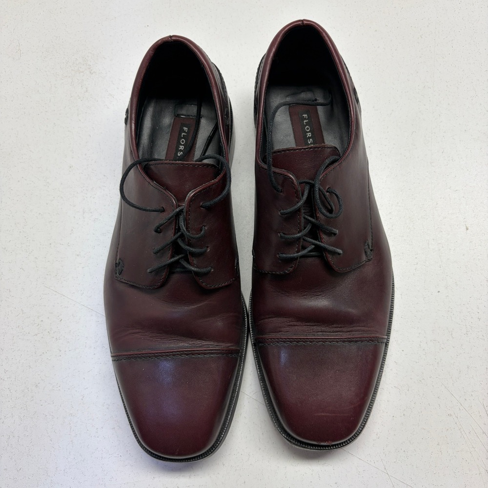 Florsheim Mens Burgundy Leather Cap Toe Oxford Dress Shoes 9.5 D 18358-05